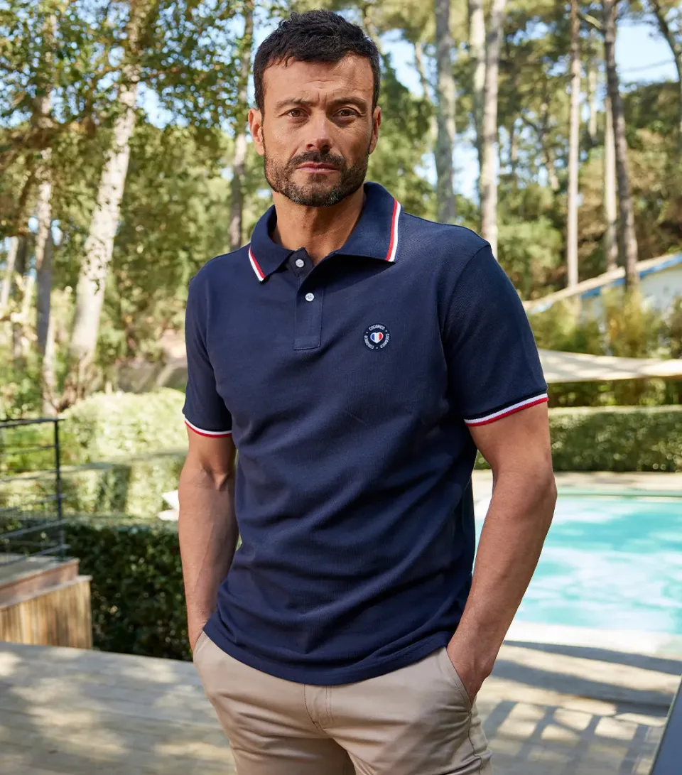 Cocorico Supporter Blason polo homme marine coton
