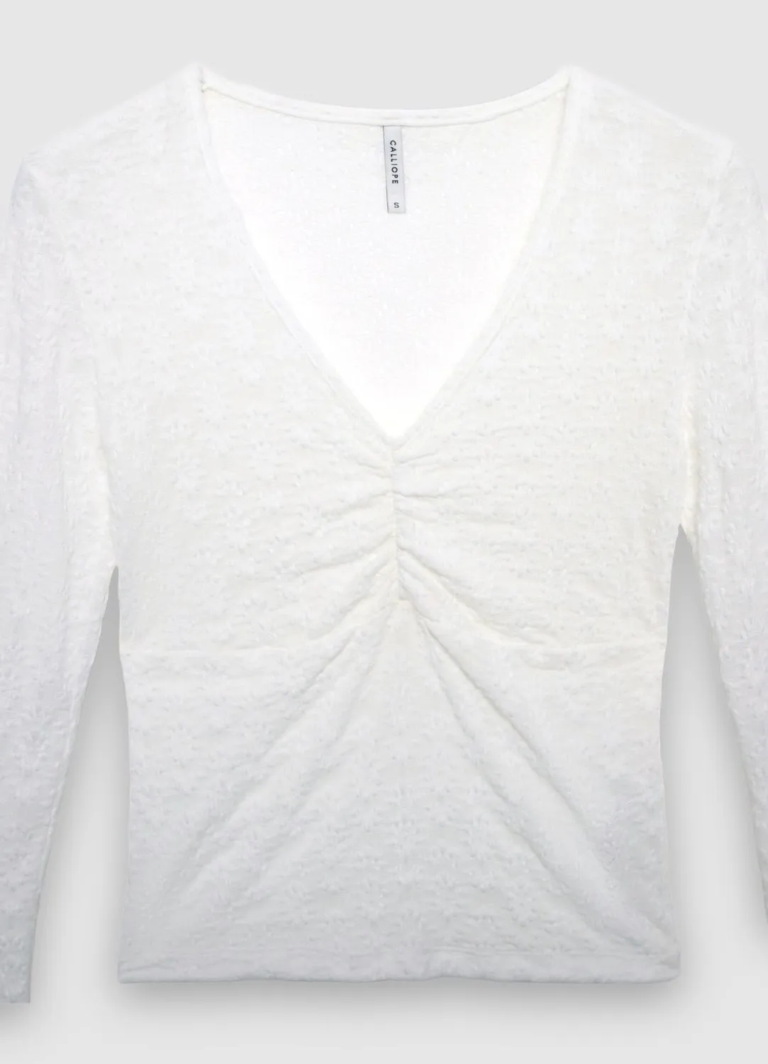 Calliope t-shirt col V volants femme dentelle