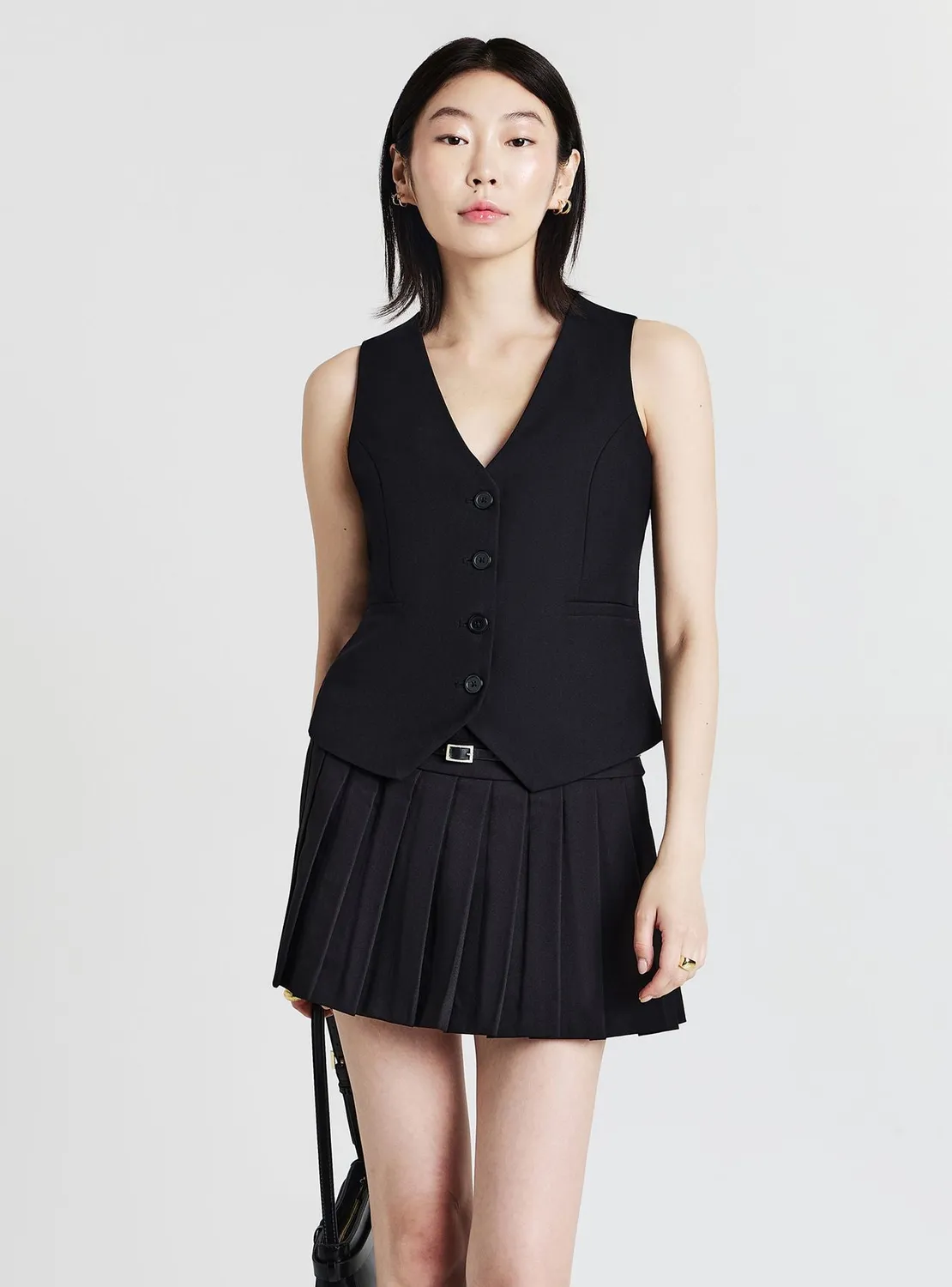 Calliope gilet uni femme col V boutons