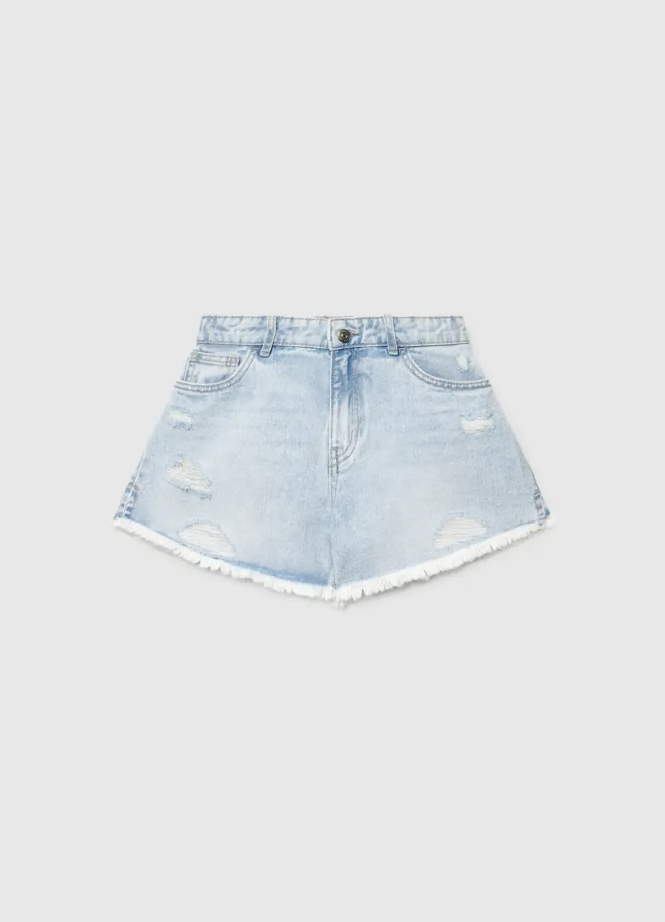 Calliope Mom short jean fille franges délavé