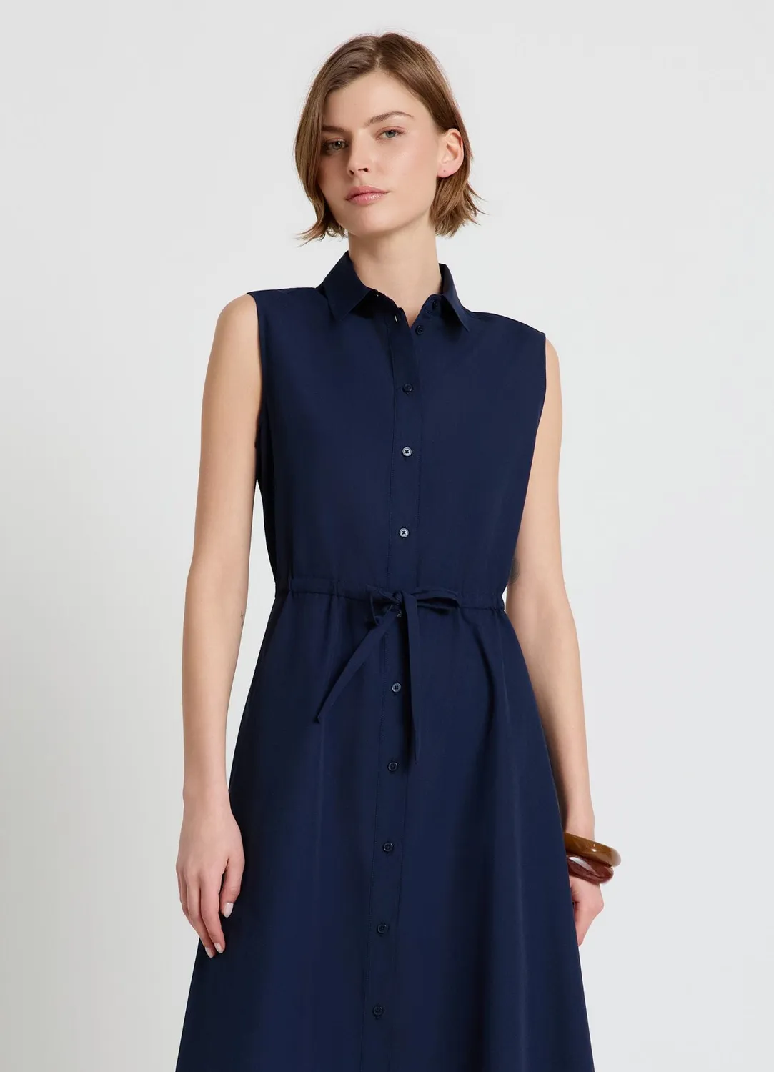 Calliope Chemisier Robe longue femme sans manches boutons