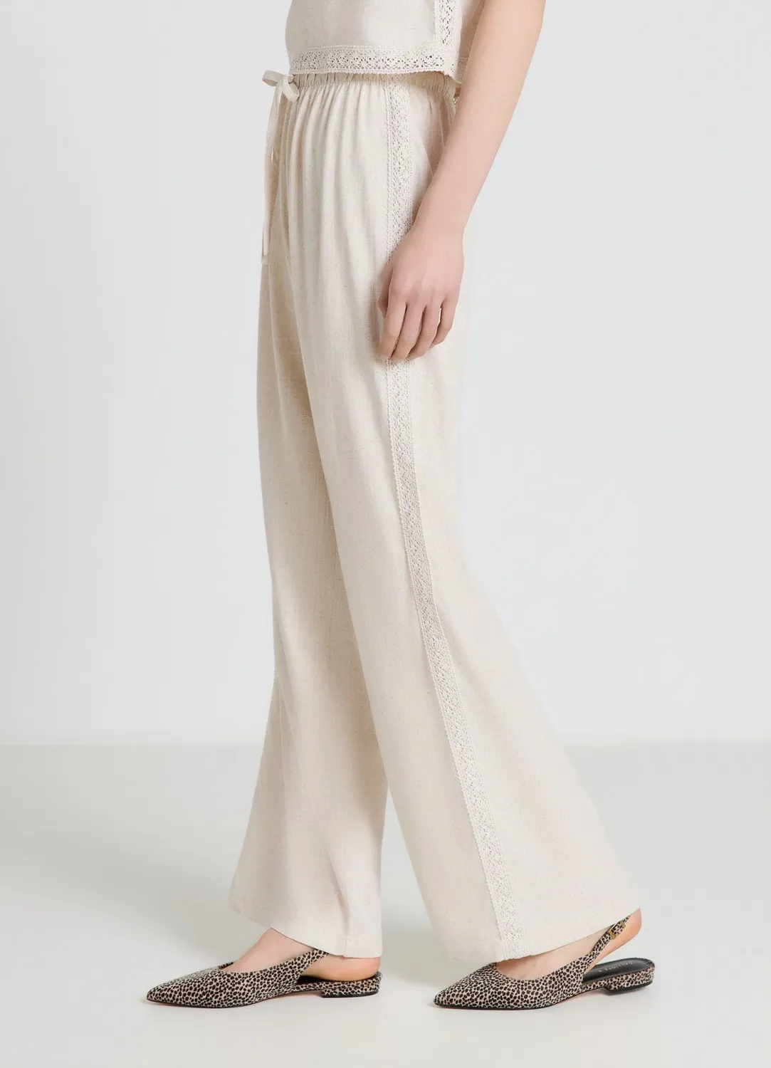 Calliope pantalon wide leg cordon macramé pantalon large bohème