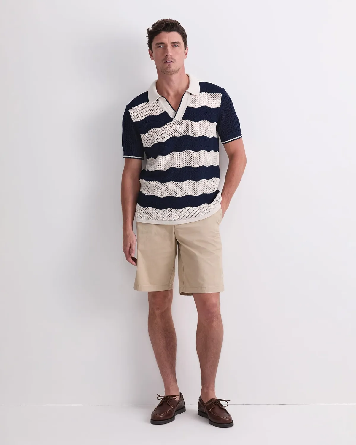Sportscraft Wave Stripe Knit polo maille coton