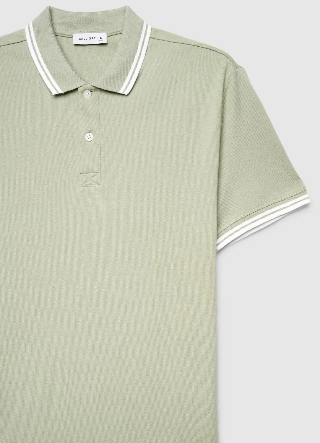 Calliope polo homme coton col rayé uni