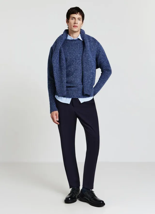 Calliope pull col rond homme uni manches longues