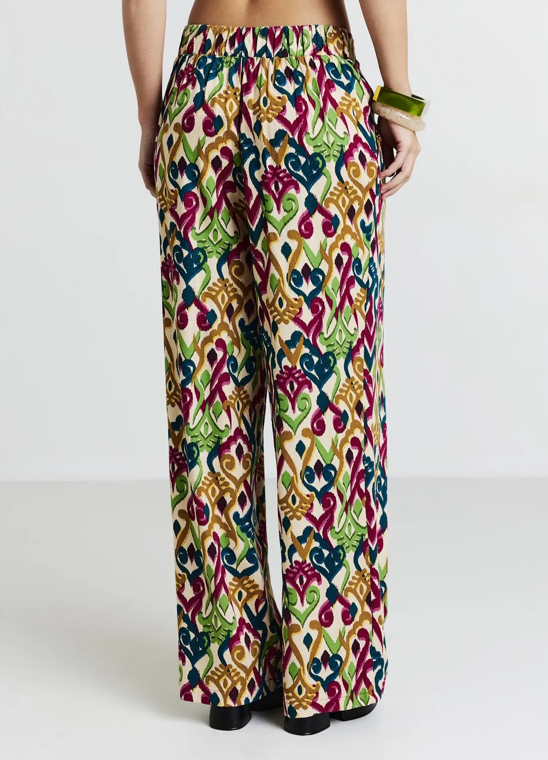 Calliope pantalon palazzo femme à motif élastiqué