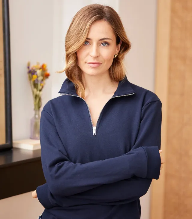 Cocorico Intemporel Sweat Camionneur Femme Marine Molleton