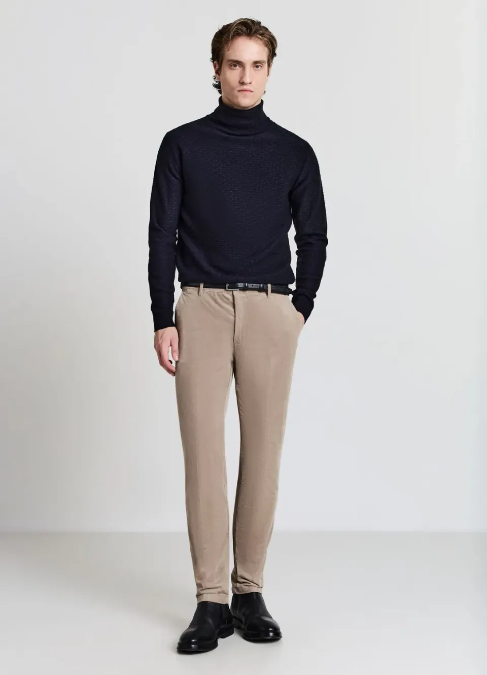 Calliope pull col roulé homme maille géométrique