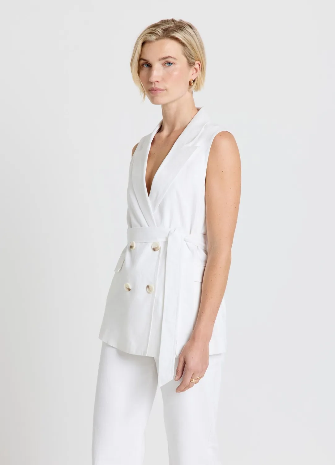 Calliope Gilet tailleur double boutonnage femme ceinture