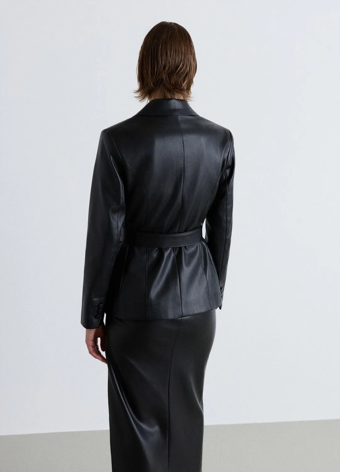 Calliope veste blazer effet cuir à ceinture femme