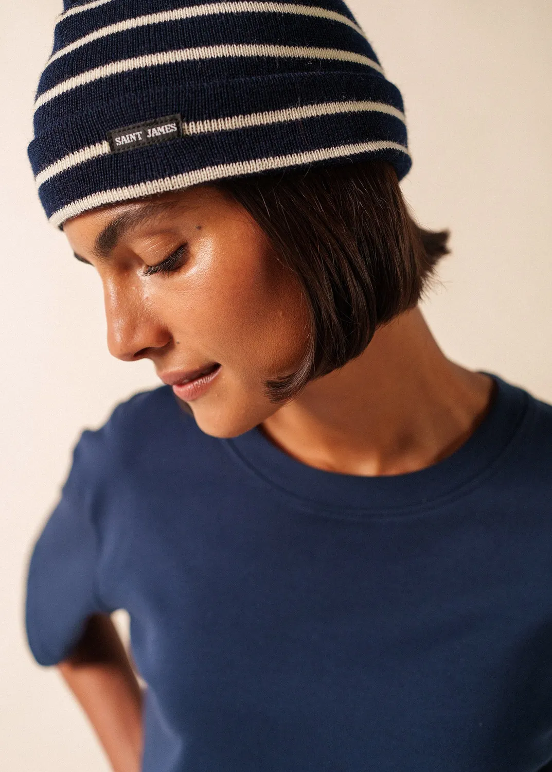 Saint James bonnet de quart laine marine écru