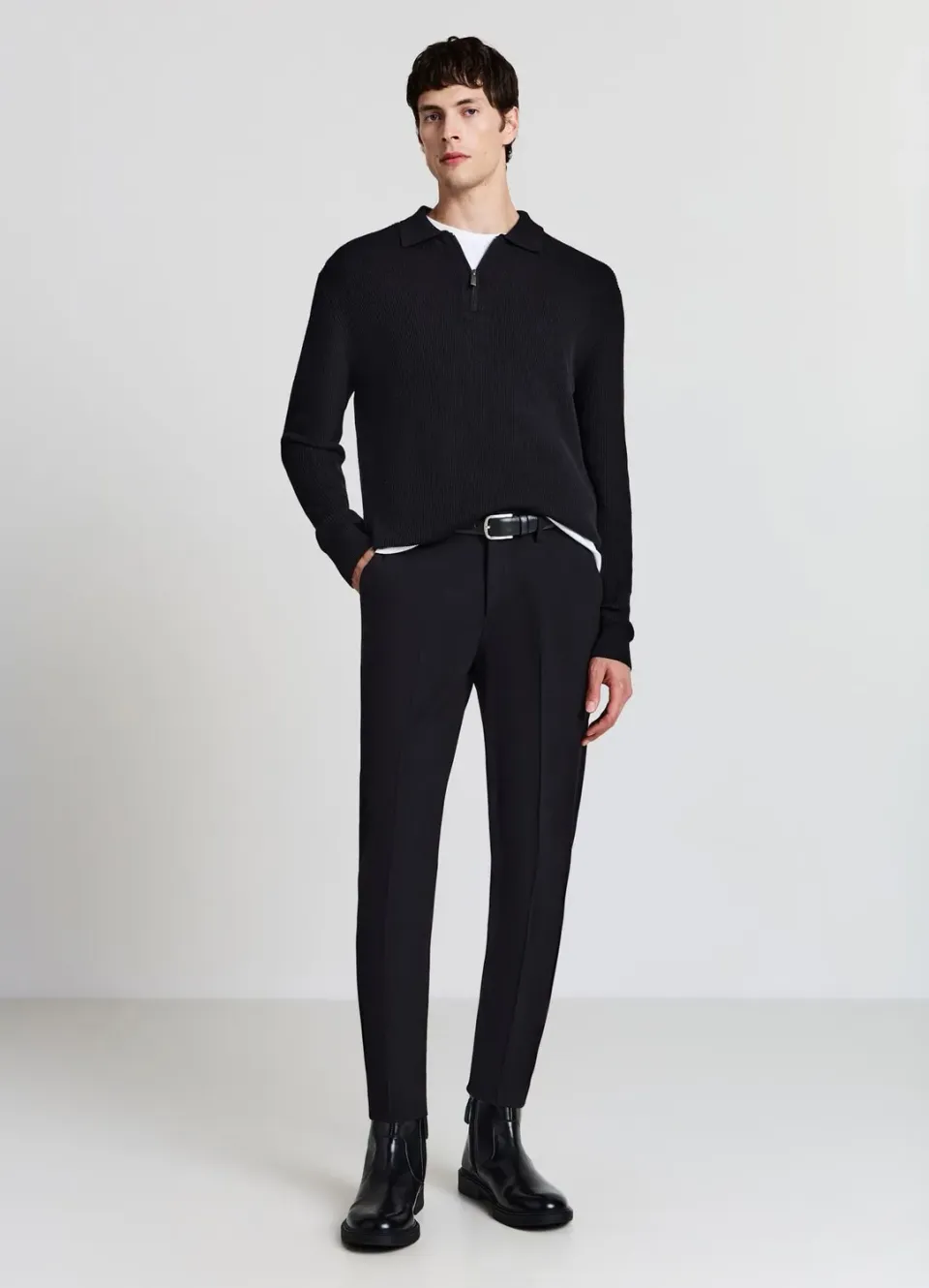 Calliope pull polo zippé côtelé homme