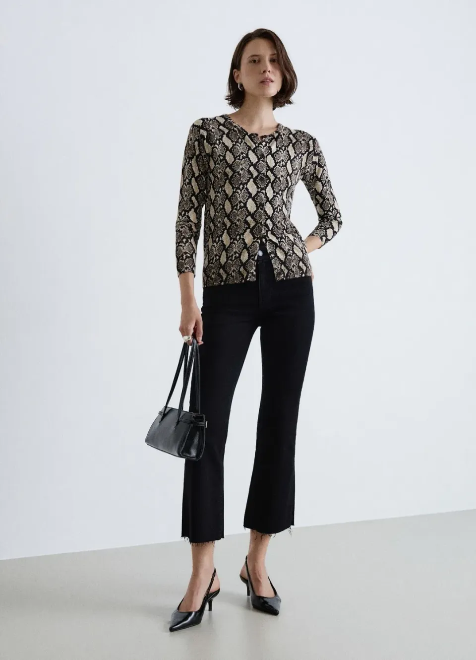 Calliope jean femme crop flare effiloché 5 poches