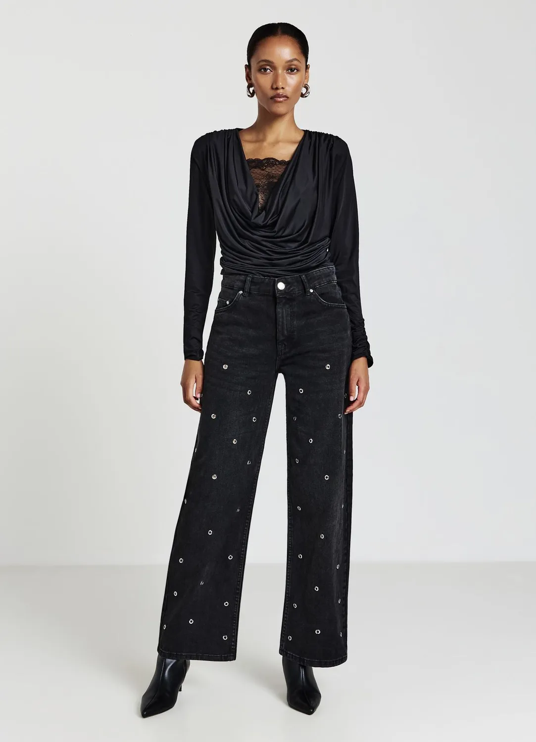 Calliope jean straight femme eyelets 5 poches