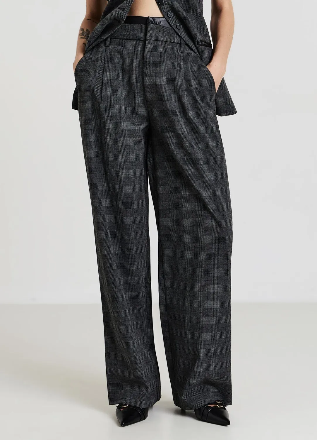 Calliope pantalon palazzo femme Prince de Galles