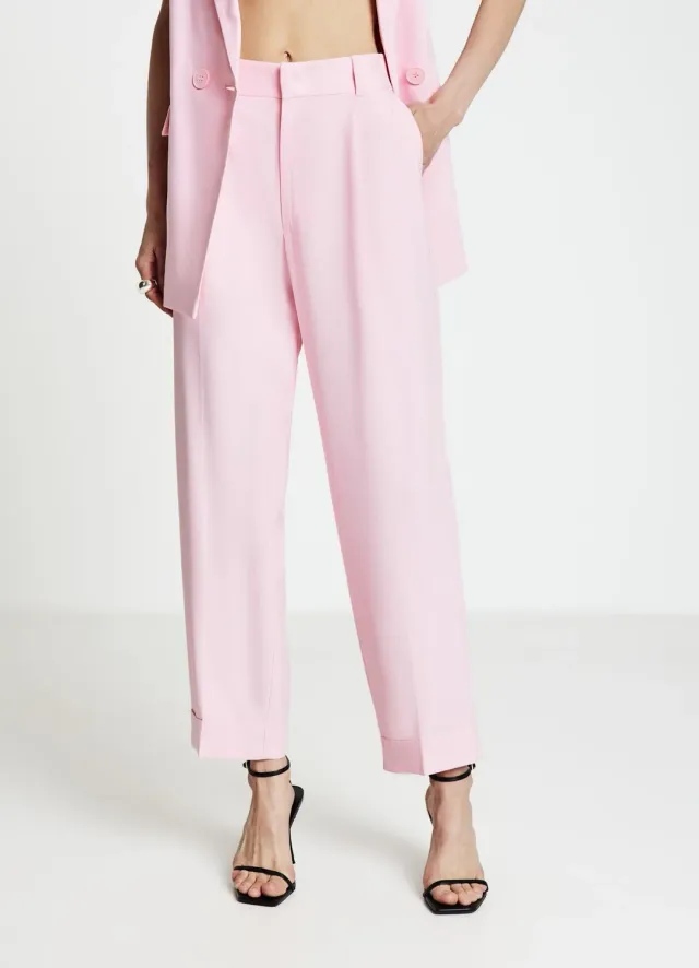Calliope pantalon femme à revers uni coupe droite