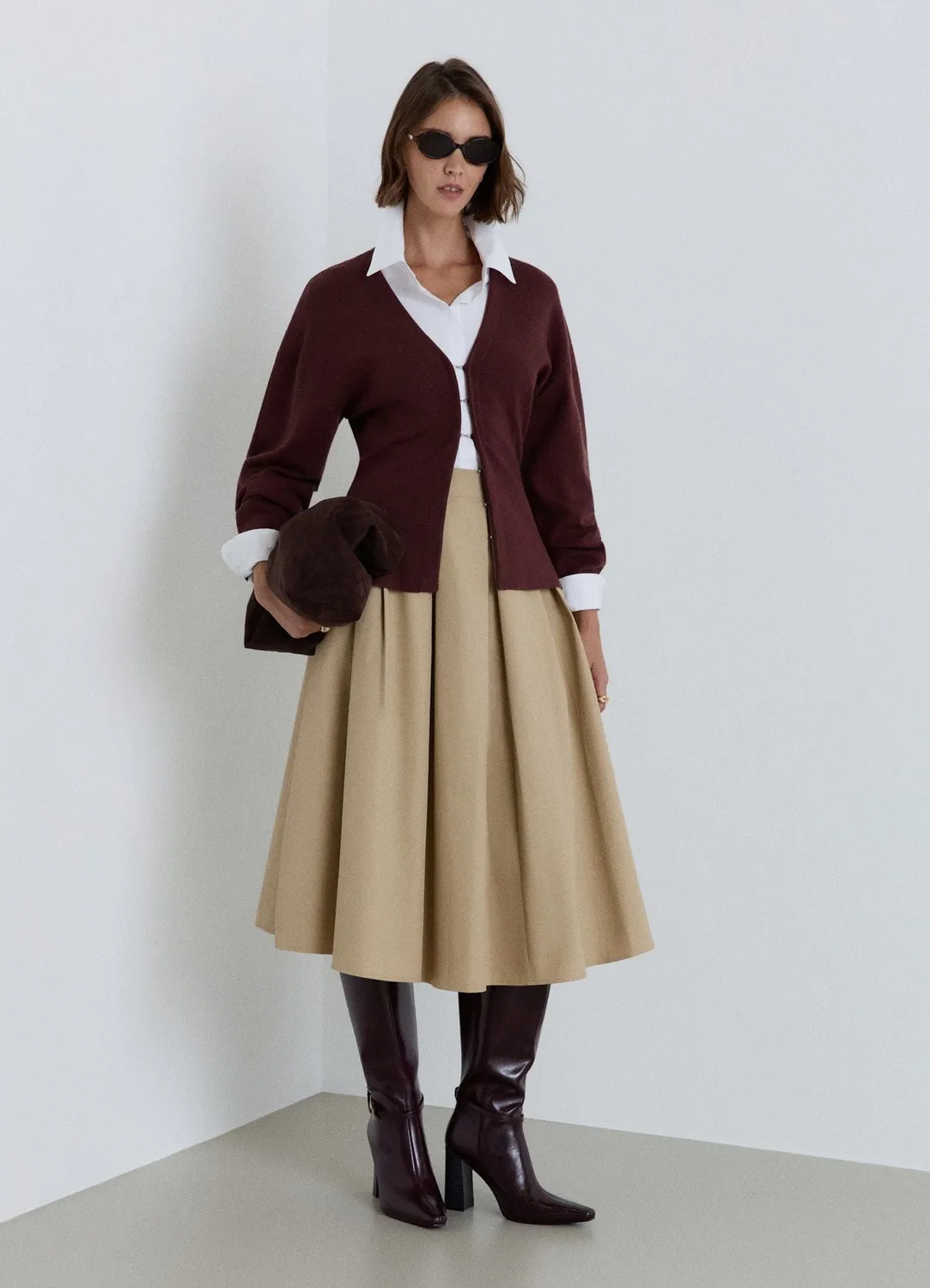 Calliope cardigan à crochets femme col V évasé