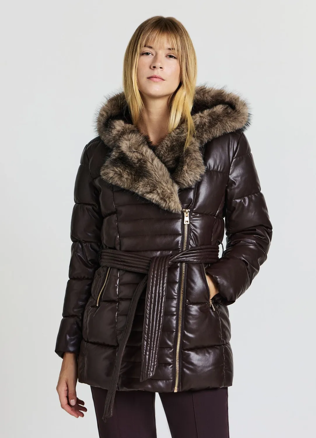 Calliope Doudoune Femme Capuche Fourrure Zip