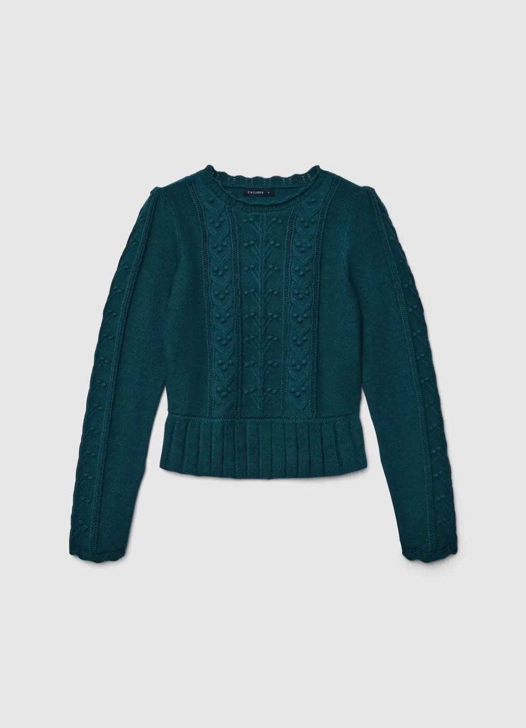 Calliope Pull ajouré femme manches longues volants