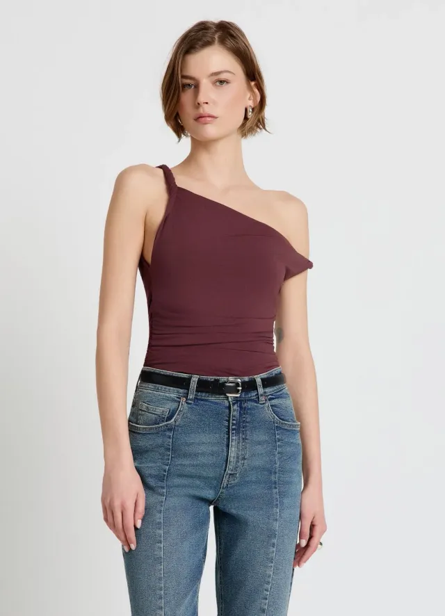 Calliope top femme froncé col bateau