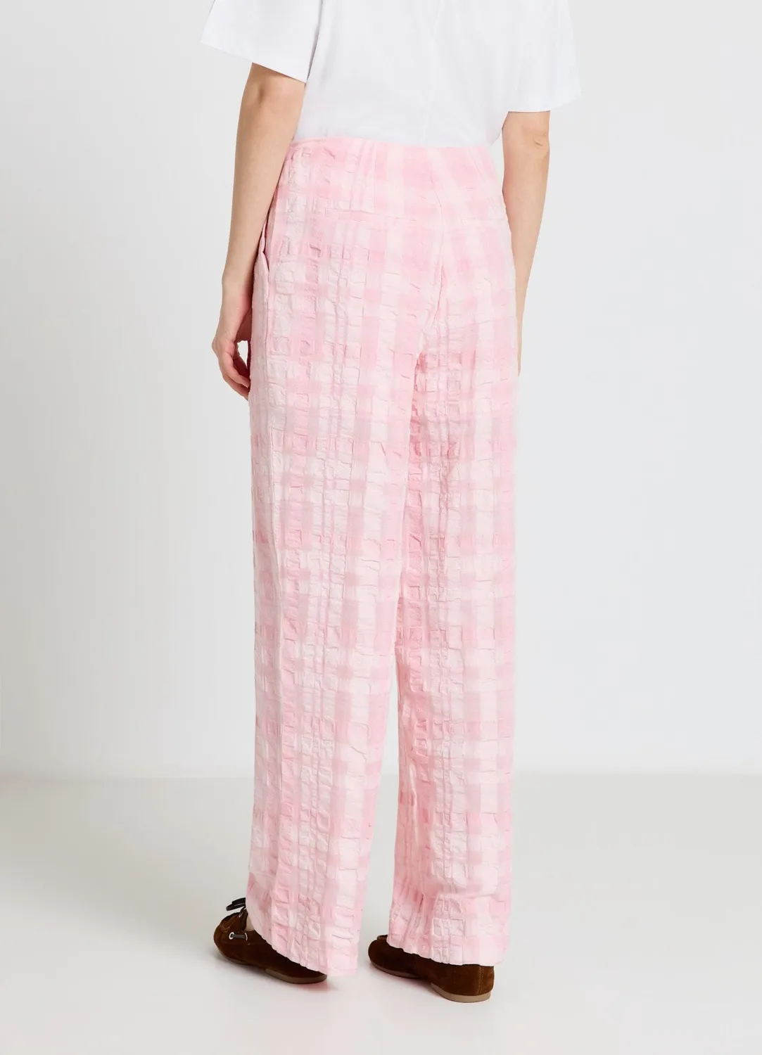 Calliope Pantalon straight carreaux femme taille haute