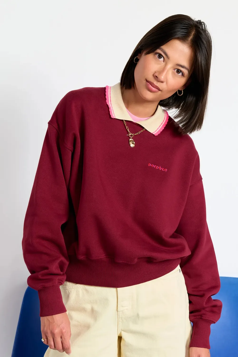Perpète Geri sweat bordeaux coton bio