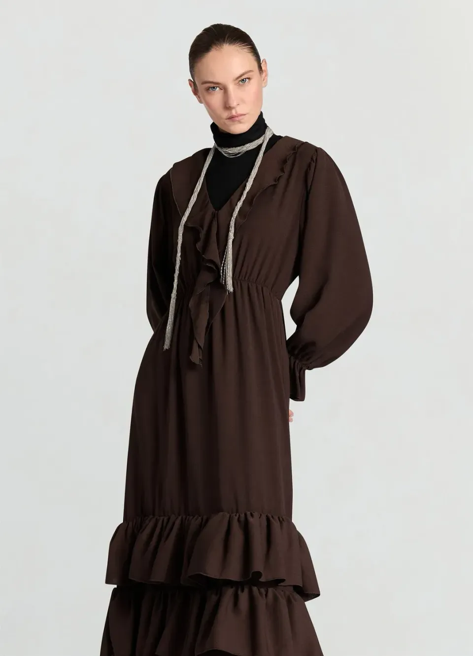 Calliope Atelier robe longue volants femme manches