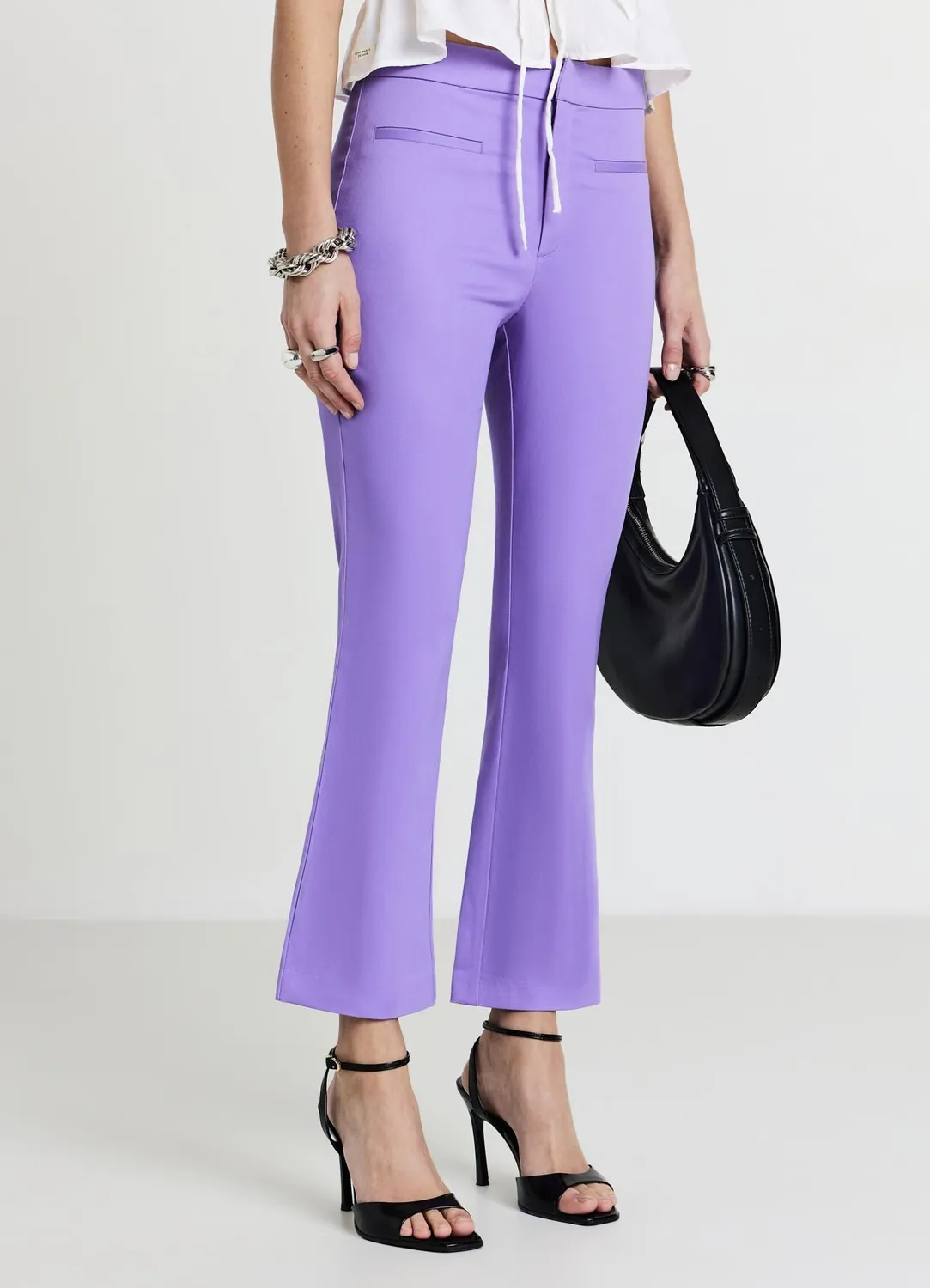 Calliope Cropped Flare pantalon rasatello femme coton