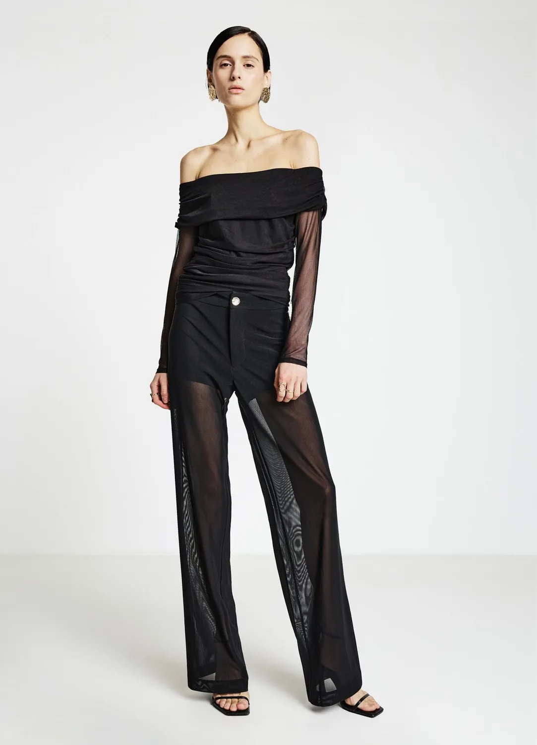 Calliope t-shirt femme épaules dénudées tulle froncé