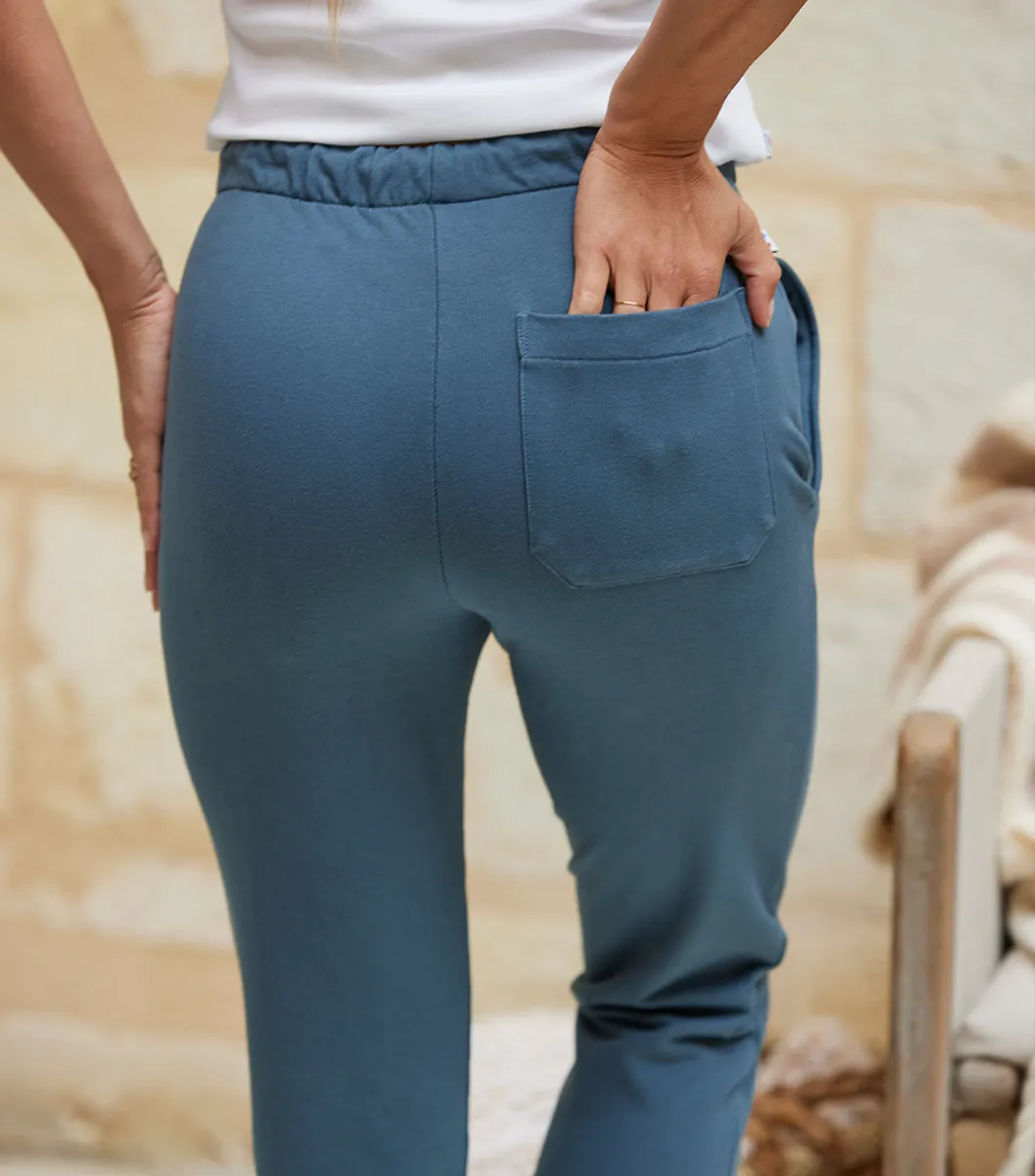 Cocorico Intemporel Jogging Femme Azur coton élasthanne
