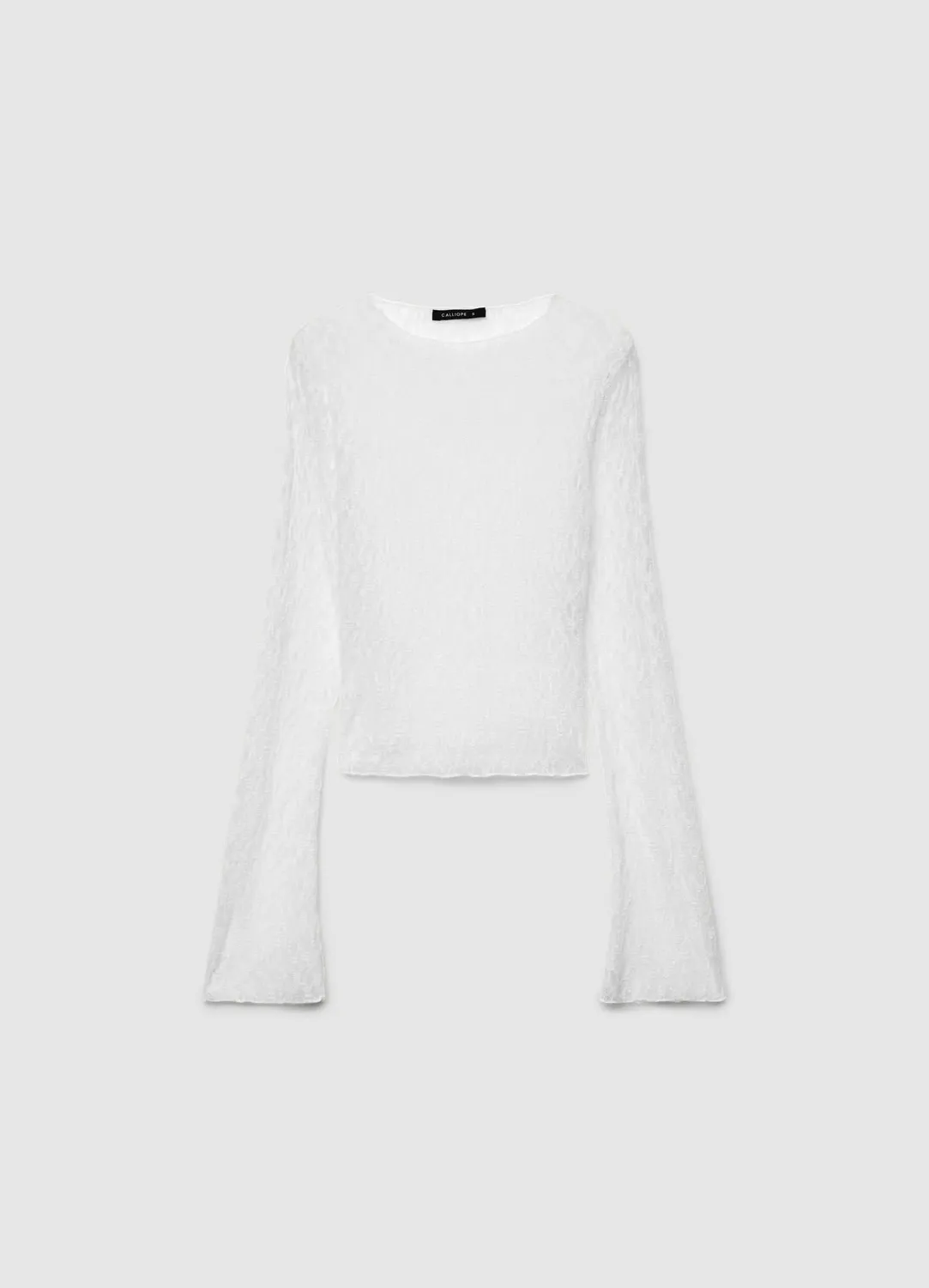 Calliope top dentelle femme manches longues S transparent