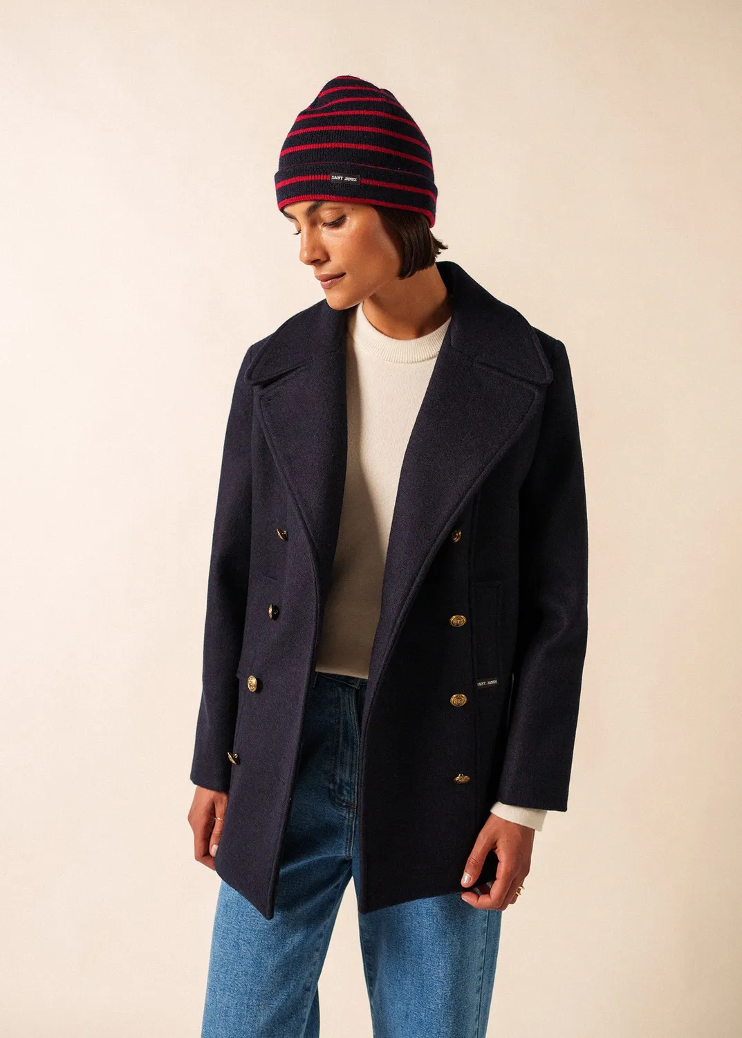 Saint James Bonnet de quart bonnet navy/medoc pure laine