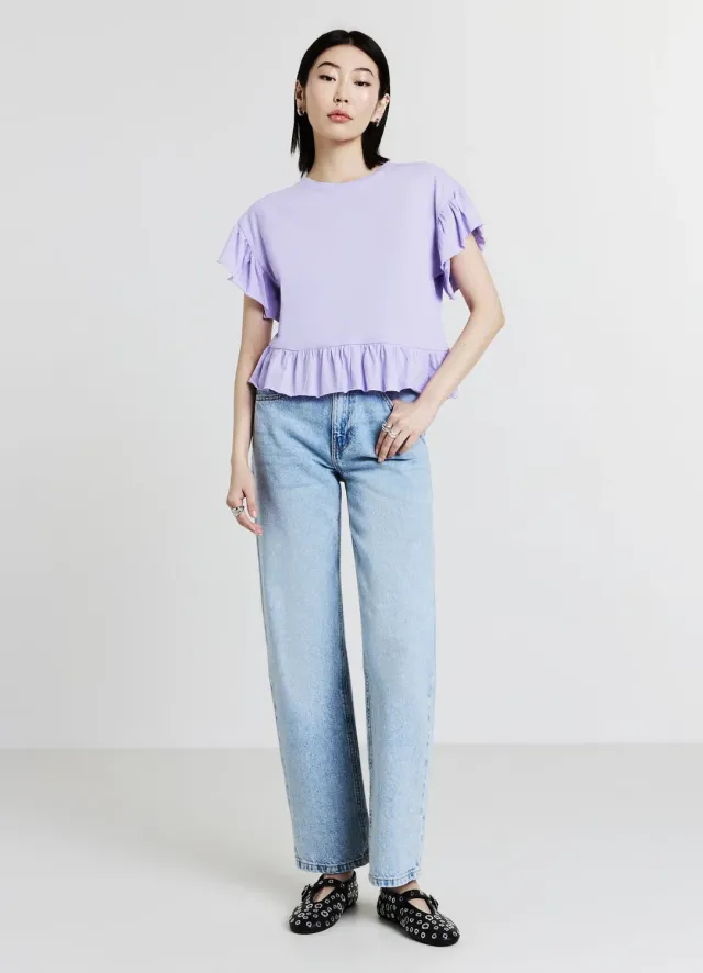Calliope T-shirt volants femme coton manches courtes