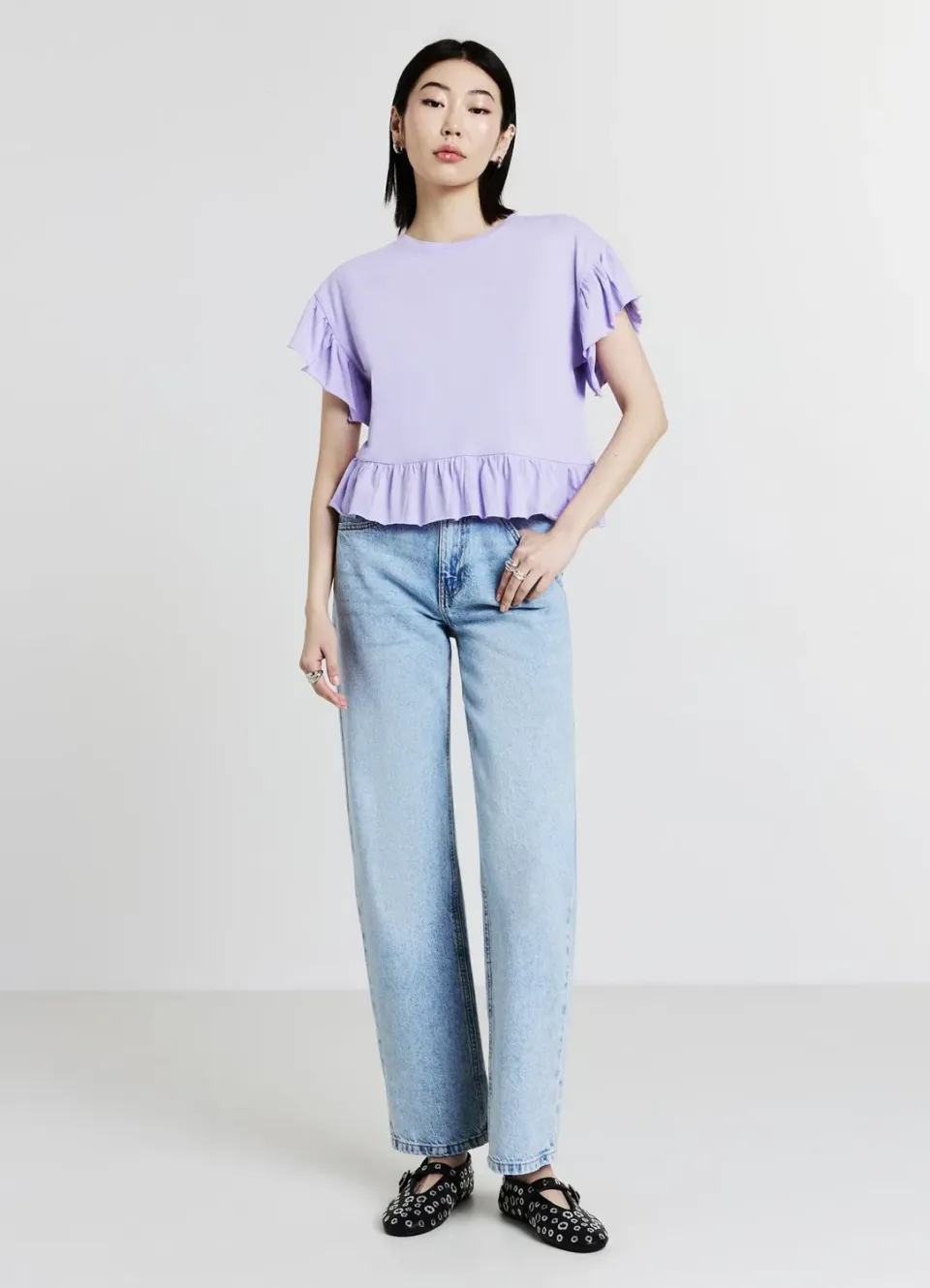 Calliope T-shirt volants femme coton manches courtes