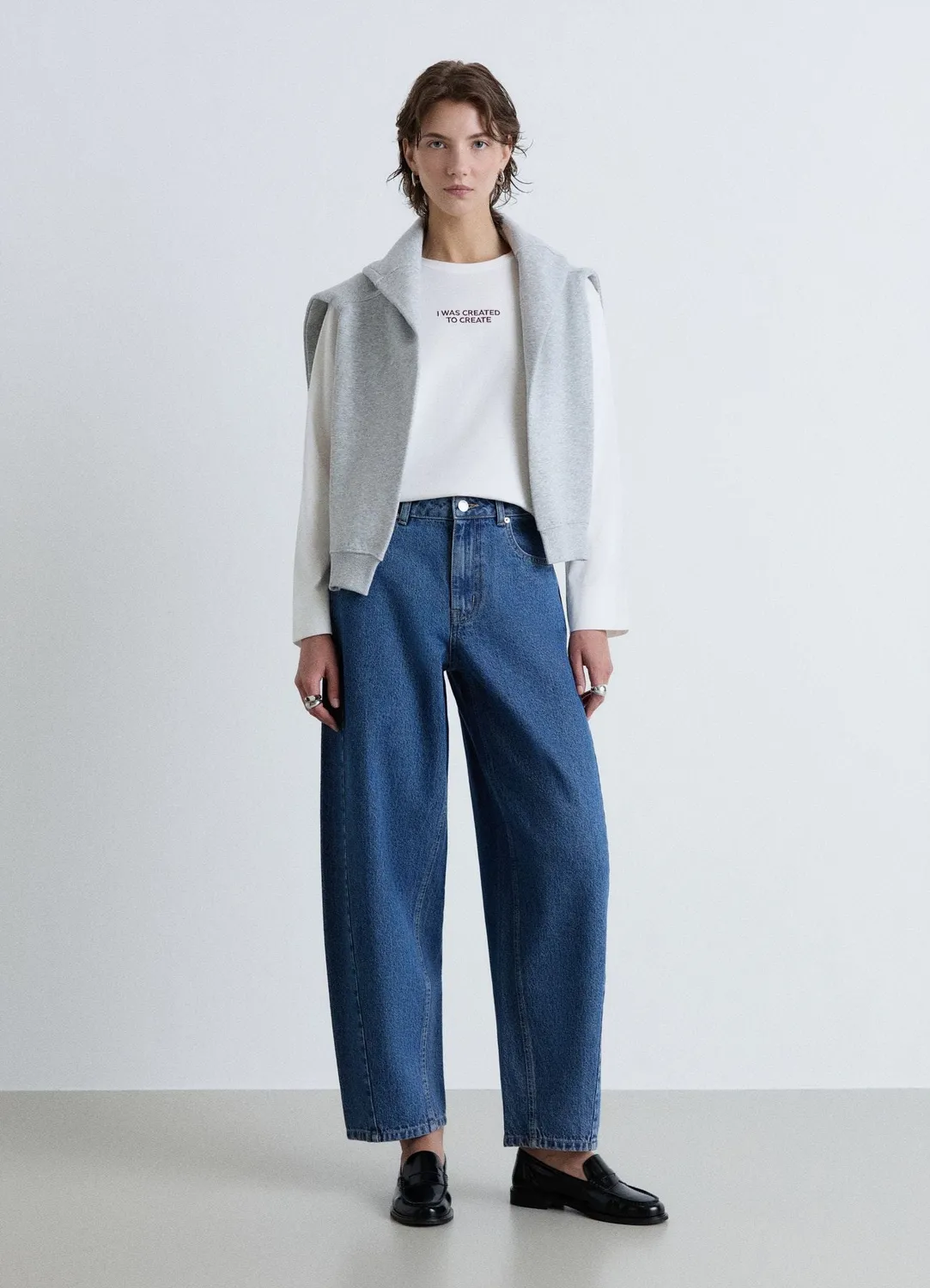 Calliope jean balloon femme taille haute bandes