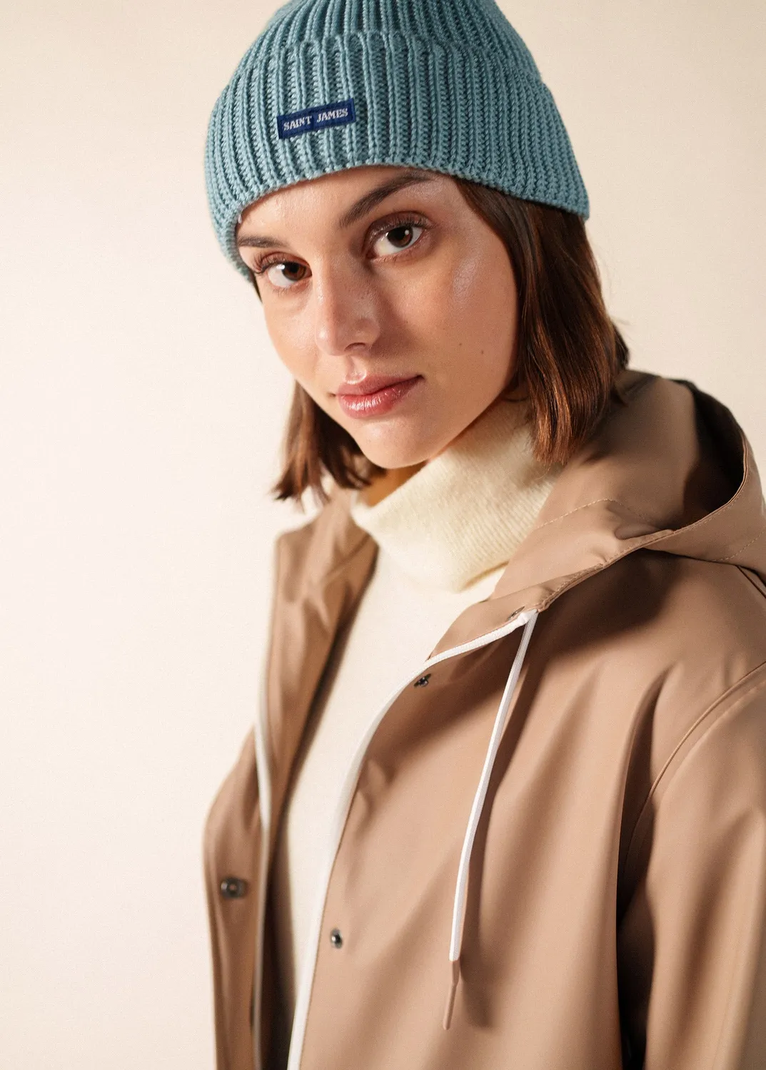 Saint James Canot bonnet céleste clair 100% laine