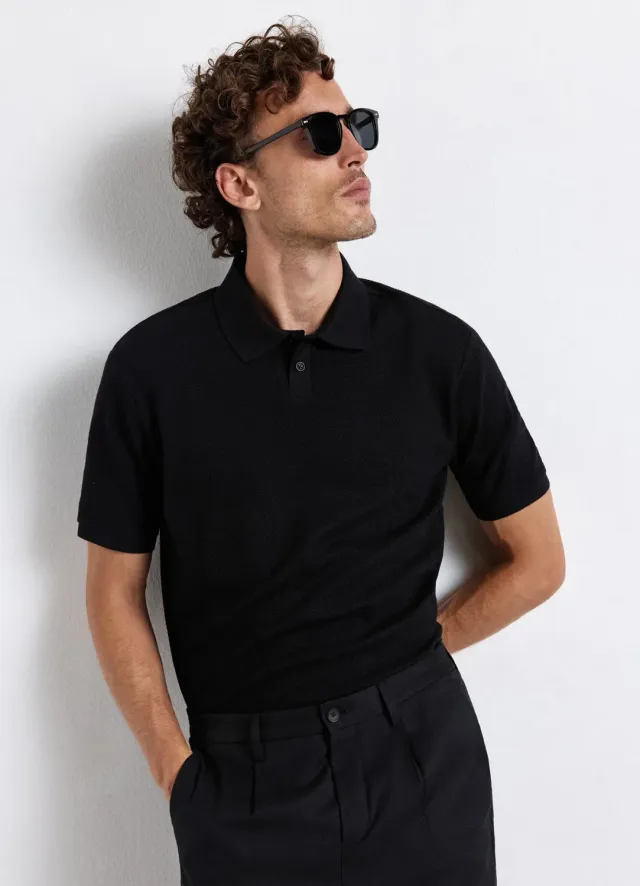 Calliope Polo uni col boutons homme coton