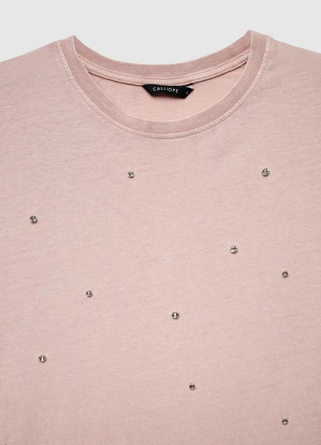 Calliope t-shirt délavé strass t-shirt femme col rond