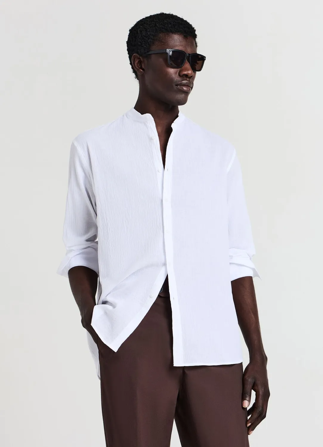 Calliope chemise col coréen coton homme