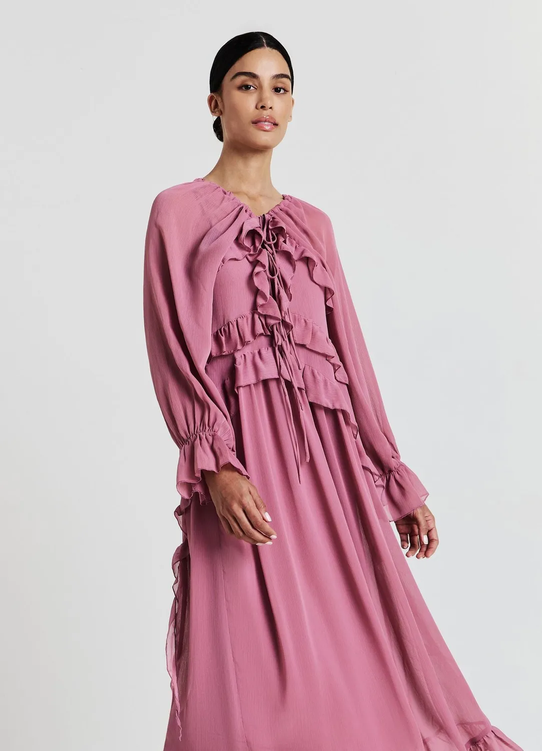 Calliope robe longue volants georgette femme