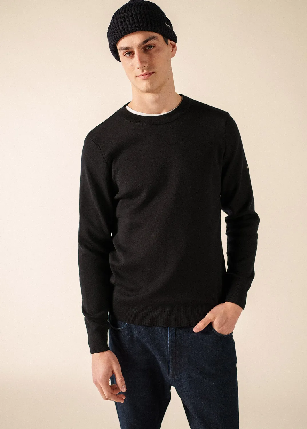 Saint James Cruiser pull Navy col rond laine douce