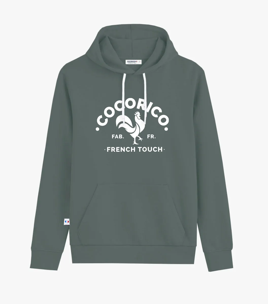 Cocorico Coq Français sweat capuche homme sauge coton