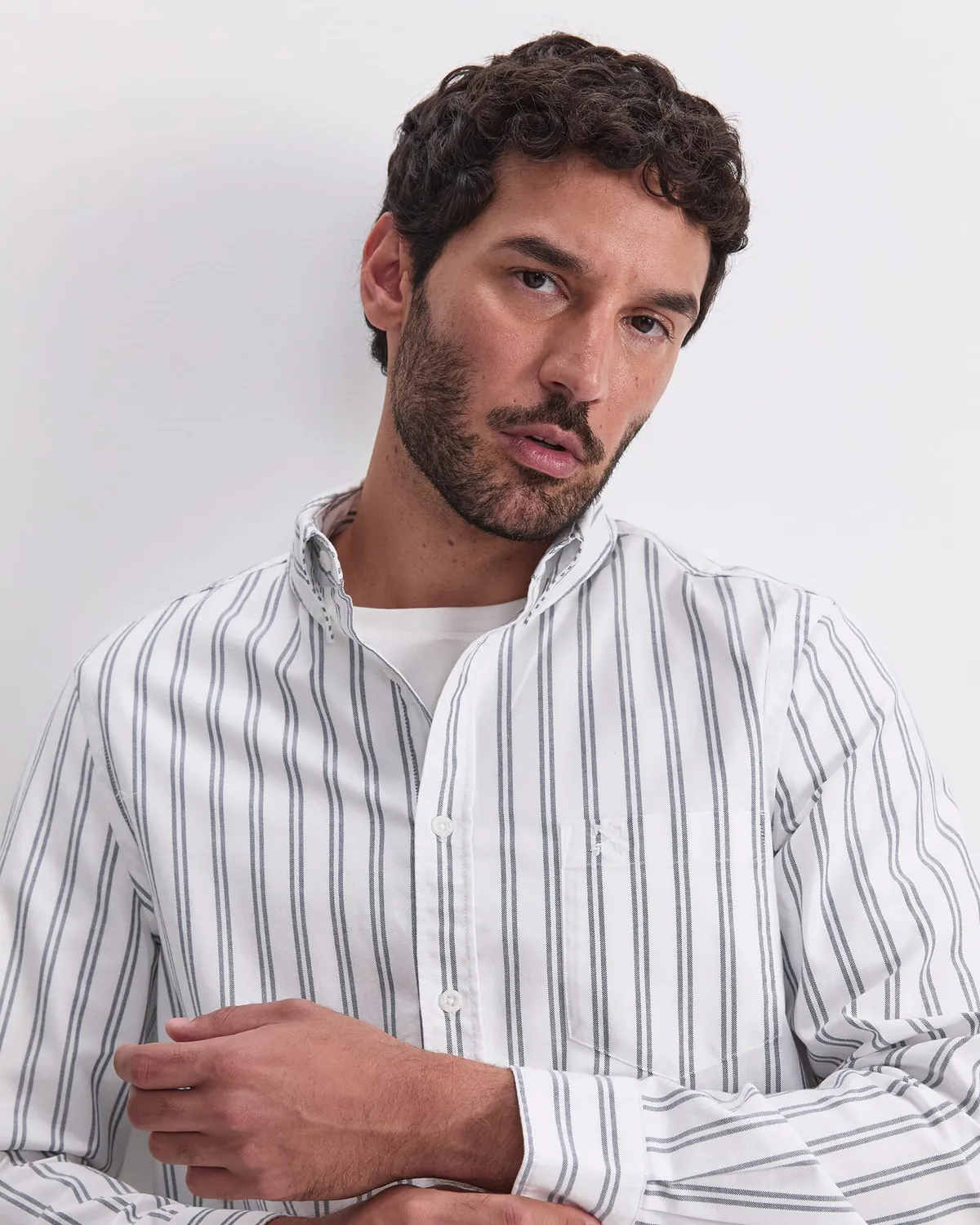 Sportscraft Oxford Stripe chemise rayée coton homme