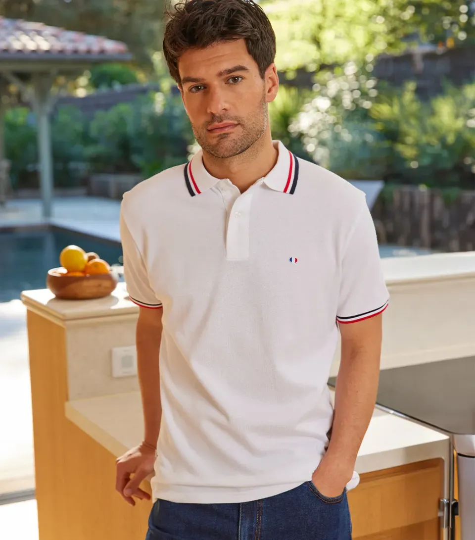 Cocorico Iconique polo homme blanc supporter coton