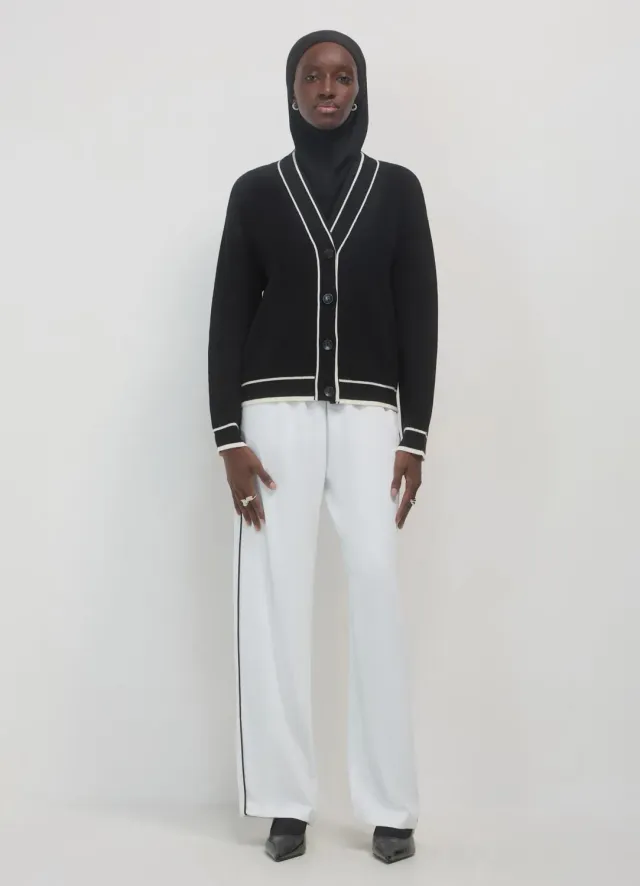 Calliope cardigan femme col V profils contraste boutonné