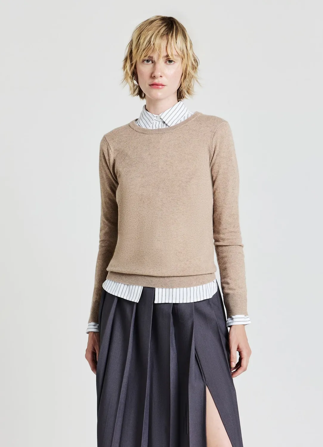 Calliope pull col rond uni femme maille fine