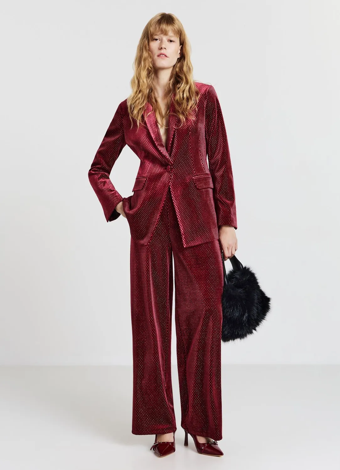 Calliope pantalon palazzo femme chenille brillante