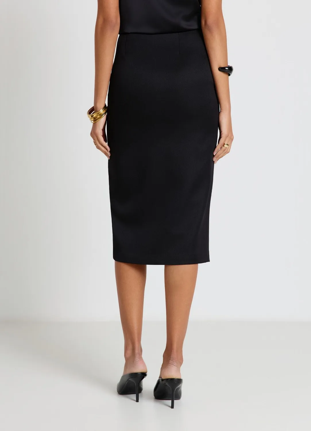 Calliope jupe droite boutons fente femme unie