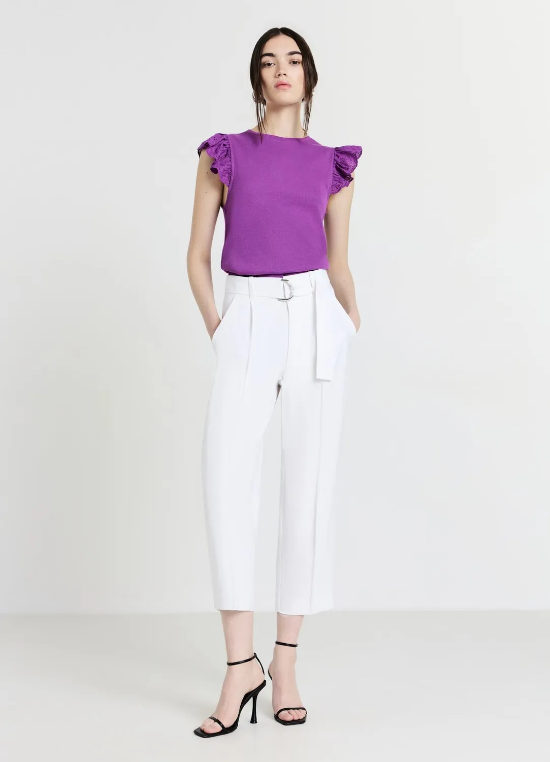 Calliope t-shirt côtelé femme volants coton