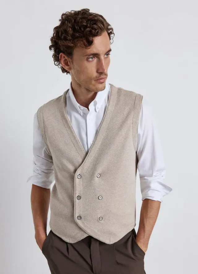 Calliope gilet homme maille col V double boutonnage